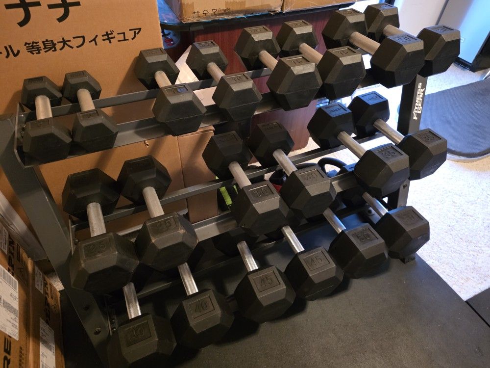 Rep Fitness Rubber Hex Dumbells 