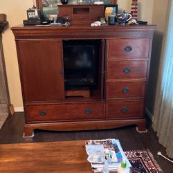 Solid Cherry Armoire With TV Cabinet & Drawers
