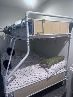 White bunk bed.