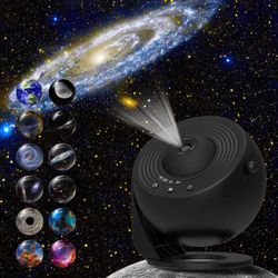 360° Rotatable Galaxy Star Projector, 13 Space Films 13-in-1 Planetarium Lamp Adjustable Focus Auto Timer Space Night Light, Bedroom Ceiling Decor Gif