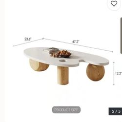 Modern Coffee Table – White Top with Wood Base