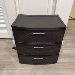 3-Drawer Plastic Storage Tower with Woven Look 21.5x14.5x24