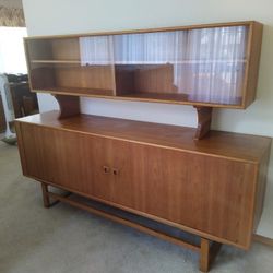 Danish Teak Mid Century Sideboard / Credenza with Hutch