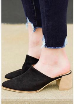 Black Suede Mules
