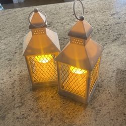 White Plastic Decorative Candle Lantern With 6 Hour Timer