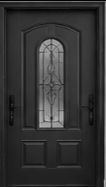 Black Steel Entry Door with Decorative Glass
