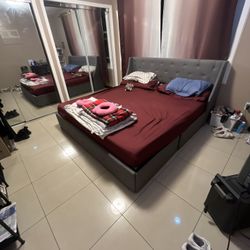 Grey King Size Bed -8in Mattress 