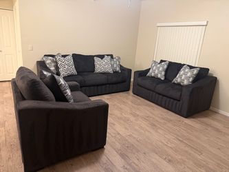 Dark Gray Fabric Sofa Set – 3 Pieces