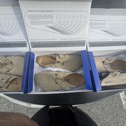 Birkenstock Boston Suede Clogs – Taupe & Faded Khaki – Men’s Sizes 10 & 11 (3 Pairs)