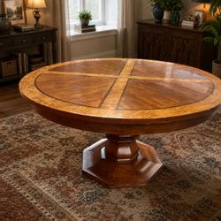 Beautiful Round Wood Pedestal Dining Table
