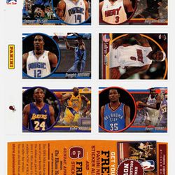 2010-11 Panini NBA Sticker Sheet Kobe Lebron Durant Wade Howard
