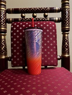 Starbucks 2025 Pearl & Orange Swirl/Wave Venti Tumbler 24oz Cold Cup