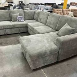New  X-Large Corduroy Deeper Sectional Couch With Storage 