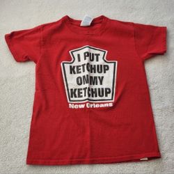 Delta Youth Graphic Red Tee Shirt Ketchup New Orleans Child Size Small