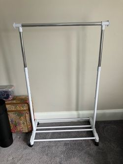 Adjustable Rolling Clothes Rack with Bottom Shelf