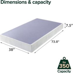 TWIN SIZE 7.5” Metal Box Spring with Wood Slats