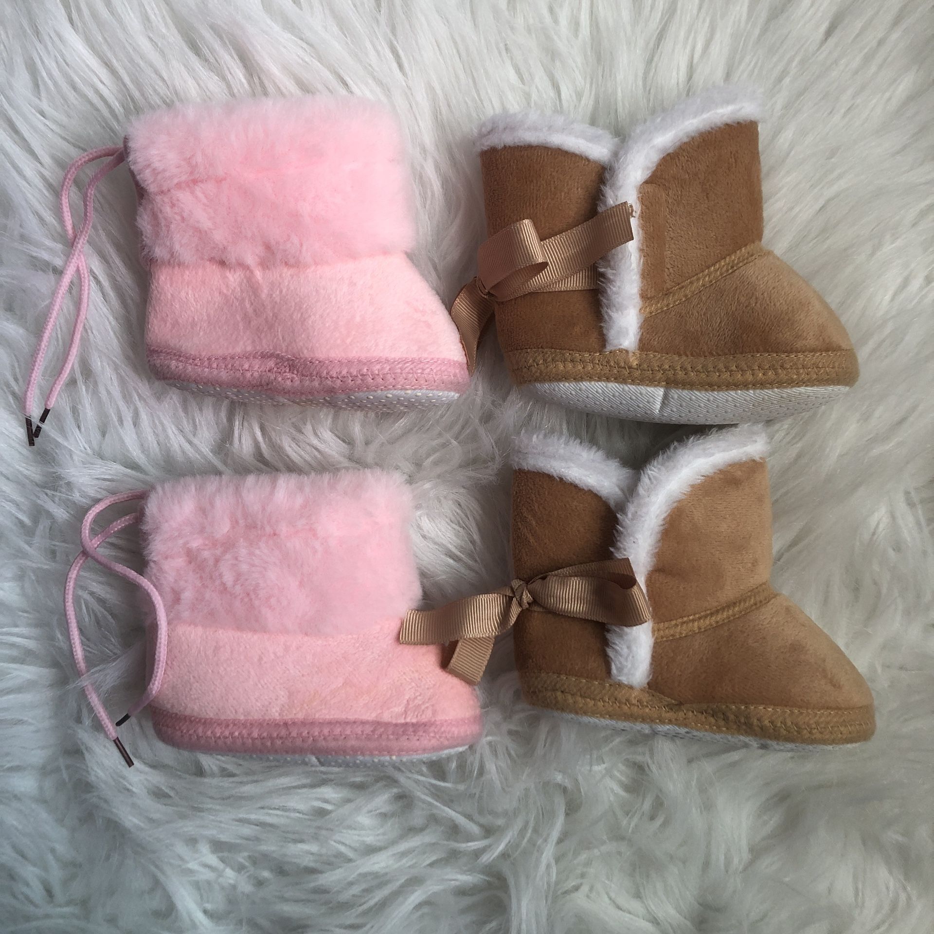 2 pairs of 6-12M baby girl fall/winter boots/booties