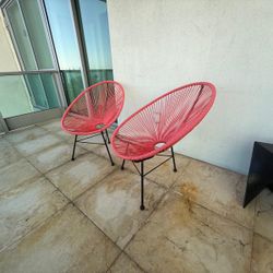 Outdoor Hammock Weave Chair with Steel Frame (Set of 2) - Orange and Black Finish