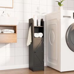 Storage Cabinet, Narrow Storage Cabinet, Corner Floor Cabinet with Doors and Adjustable Shelf
