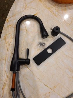matte black single-handle pull-down kitchen faucet