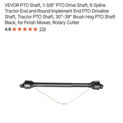  PTO Shaft, 1-3/8" PTO Drive Shaft 30”-39”L