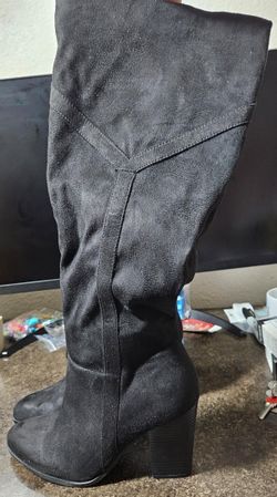 Journee Collection Women's Kyllie Wide-Calf Boot In Black Faux Suede New Size 8
