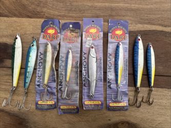 LOT OF 8 DART JIGS ANCHOVY CAST TROLL JIG SURFACE IRON JIGS SPOONS TUNA LURES