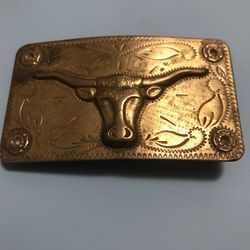 Longhorn Steer Cattle Rancher Western Cowboy 80s Vintage Belt Buckle