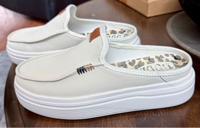 Hey Dude White Slip-On Platform Mules