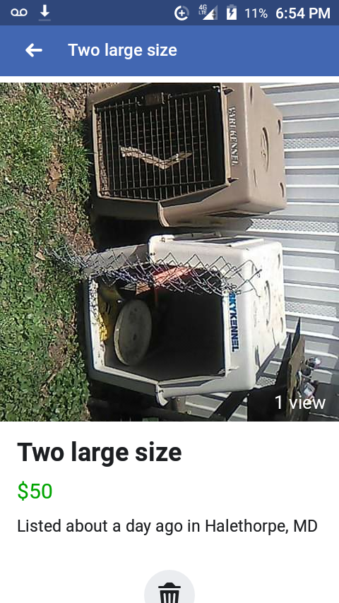 Two large size dog crates