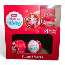 Zuru My Mini Baby *SWEET HEARTS* LOT OF 2 WITH DISPLAY CASE (NEW FACTORY SEALED)