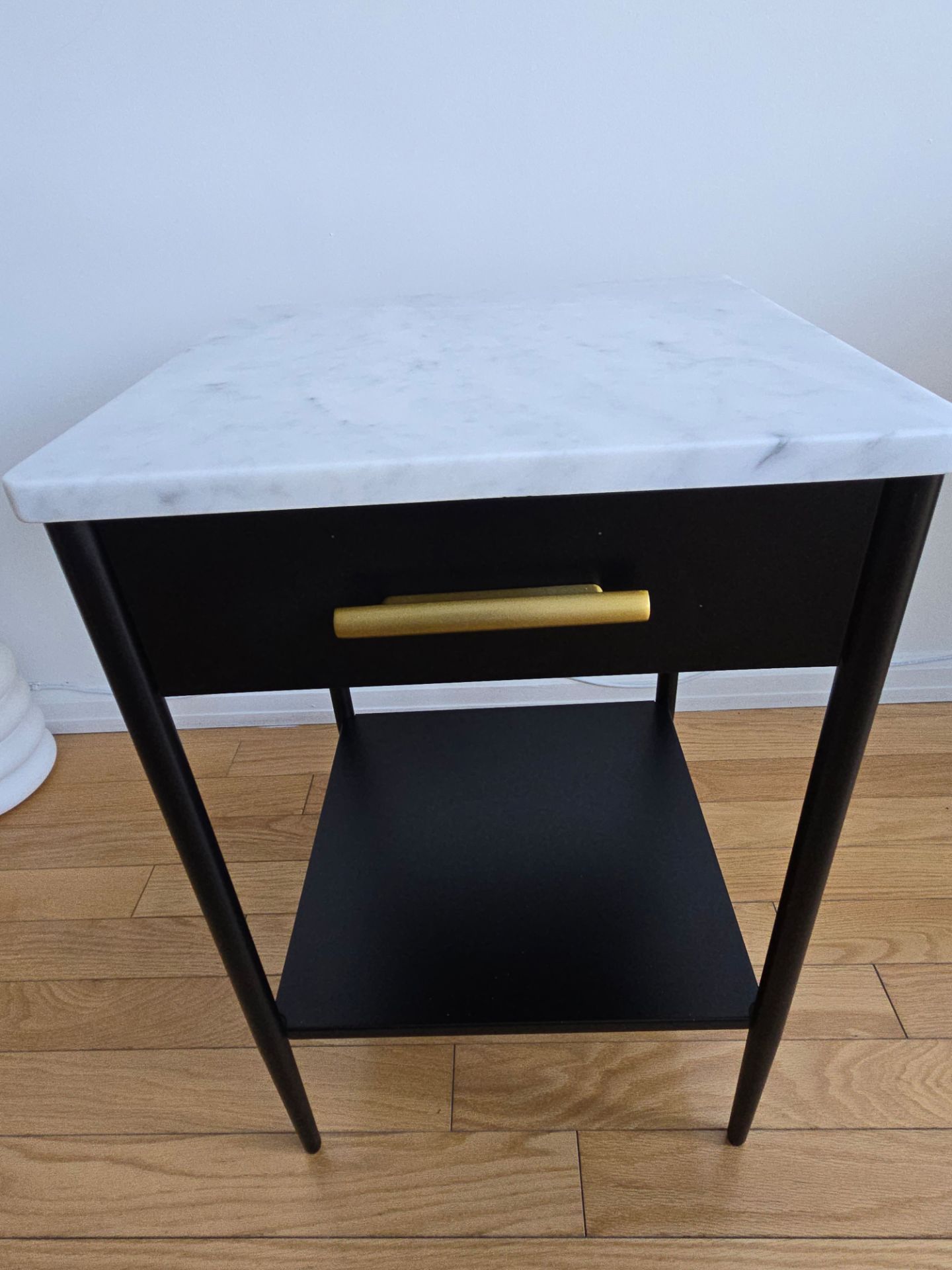West elm metalwork night stand, marble top