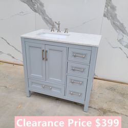 36 inch White Bathroom Vanity Set with Top Sink Faucet and Mirror