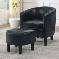 barrel chair with ottoman