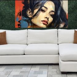 (Free Delivery 🚚) Birch Lane Off-White Sectional Couch w/ Chaise 