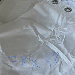 4 100% Cotton White Curtain Panels 48x78