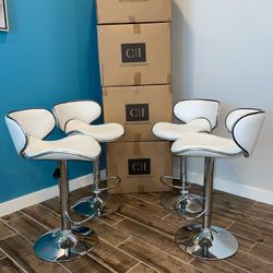 New 4 White Bar Stools 
