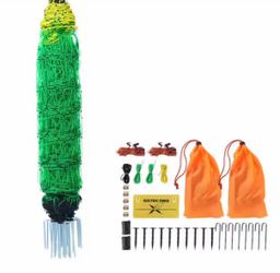 Electric Fence Netting 35.4 in. H x 164 ft. L Polywire Garden Fence with 14 Posts Double Spiked Utility Portable Mesh