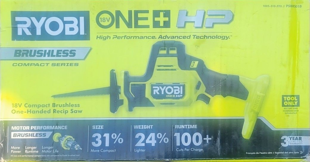 Ryobi 18V ONE+ HP Compact Brushless One-Handed Reciprocating Saw