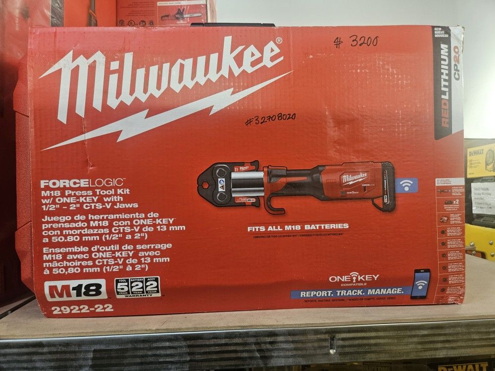 Milwaukee Forcelogic Press Tool Kit With One Key With 1/2"- 2" Cts-v Jaws 