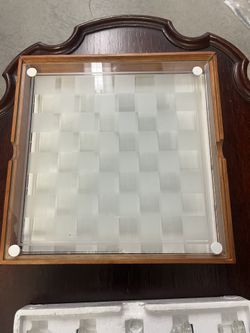 glass and wood chess set