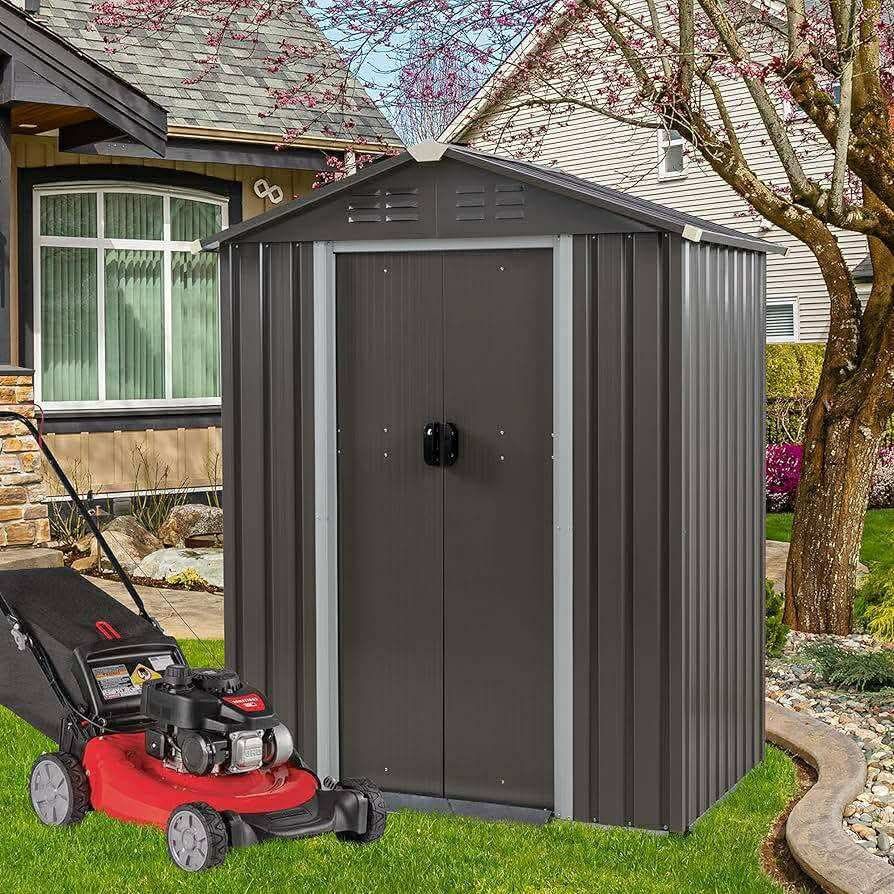 5 x 3 FT Outdoor Storage Shed, Metal Shed Small Garden Tool Storage Shed with Window and Lockable Door
