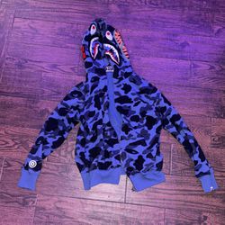 Bape blue shark full zip hoodie