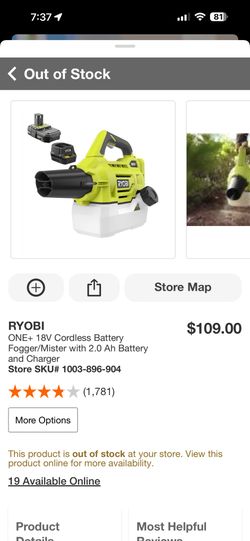 Ryobi One 18V Cordless Ch Micah Fogger/minster