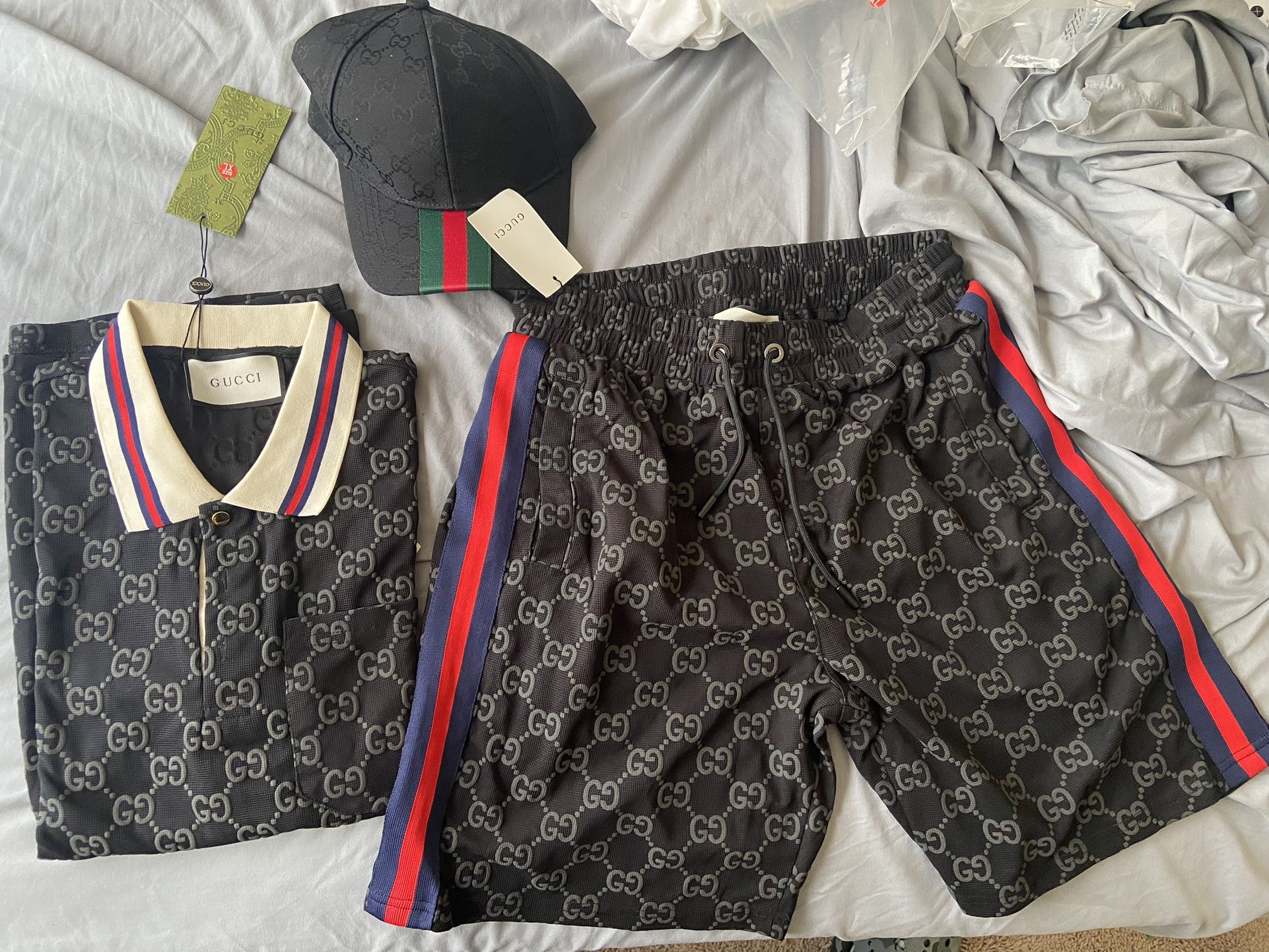 Gucci Shorts Shirt And Hat Set XL