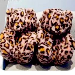 🐻 LEOPARD OVERSIZED PLUSH TEDDY BEAR HOUSE SLIPPERS🧸