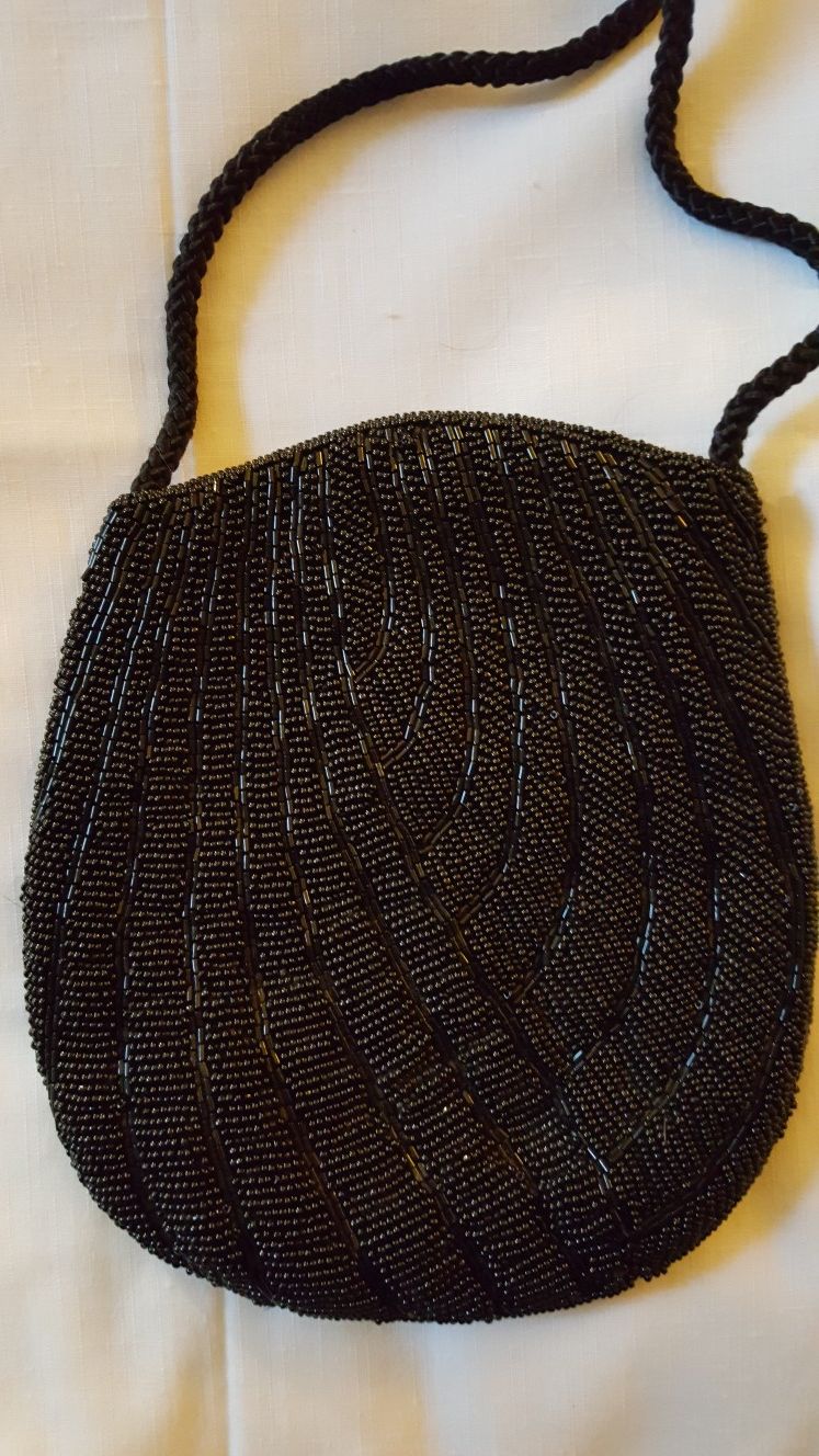 Vintage black beaded purse
