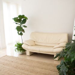 Vintage 70’s Italian White Leather Couch 