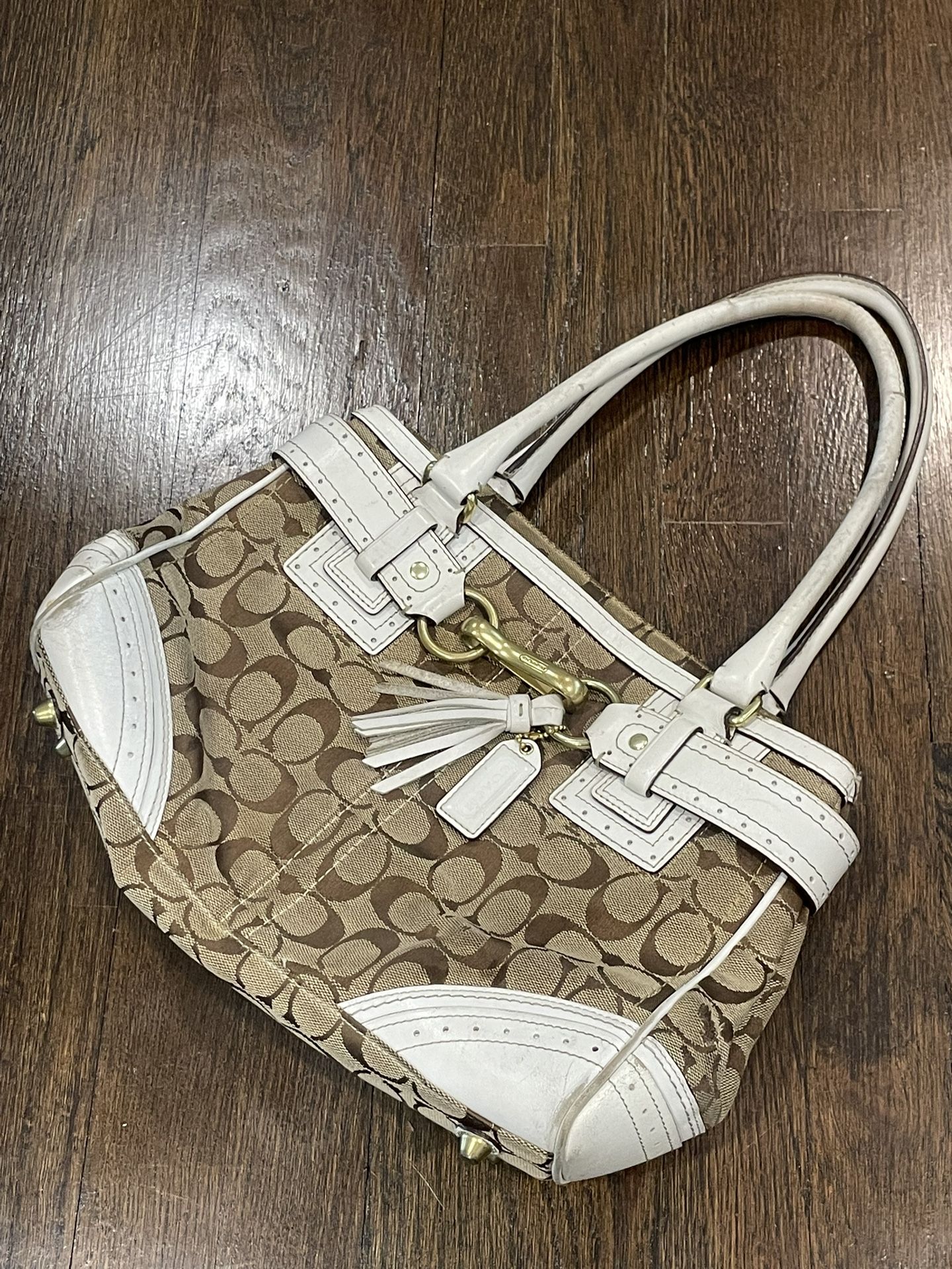 Vintage Coach Tan and white Purse