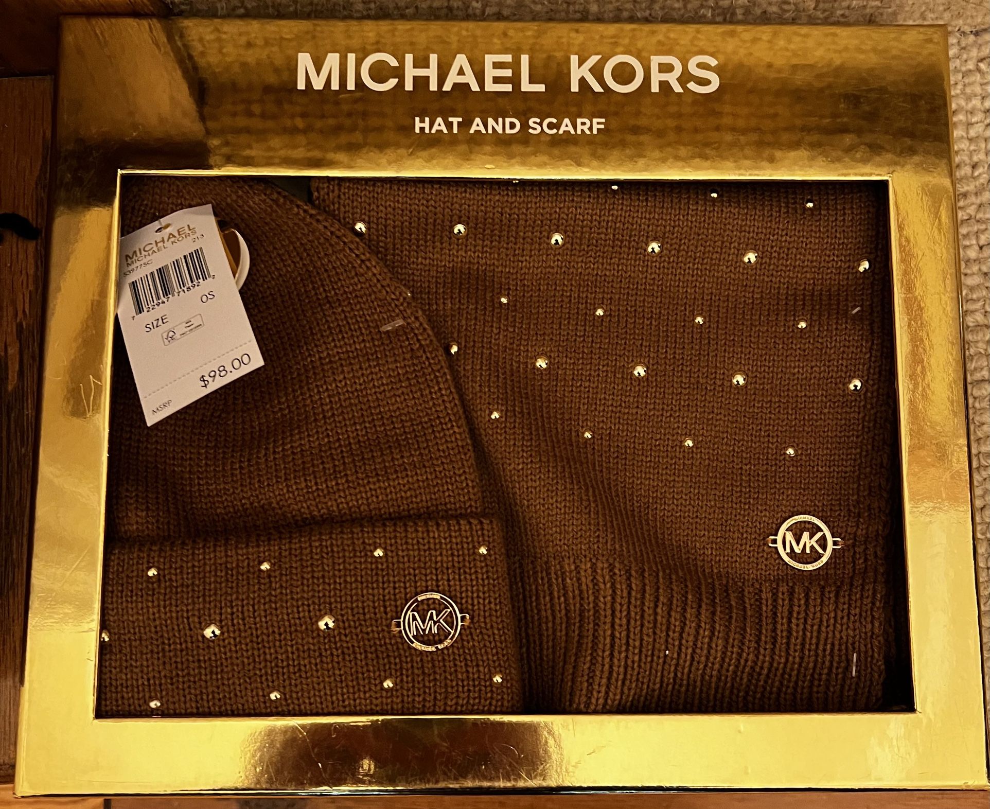 MICHAEL MICHAEL KORS Women's Embellished Cuff Beanie & Scarf Set